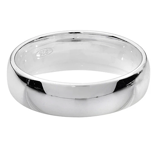 Unisex Silver Court Wedding Band Ring 5mm - Image 2
