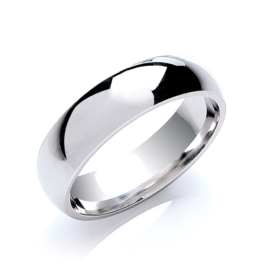 Unisex Silver Court Wedding Band Ring 5mm - Image 3