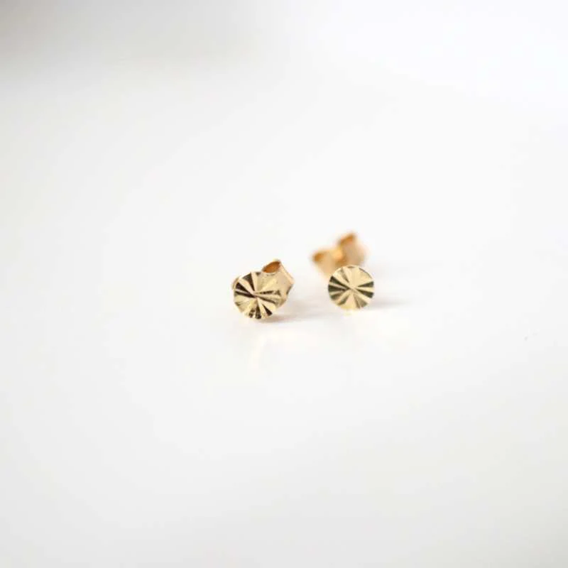 9ct Gold Diamond Cut Disc Tiny Earrings