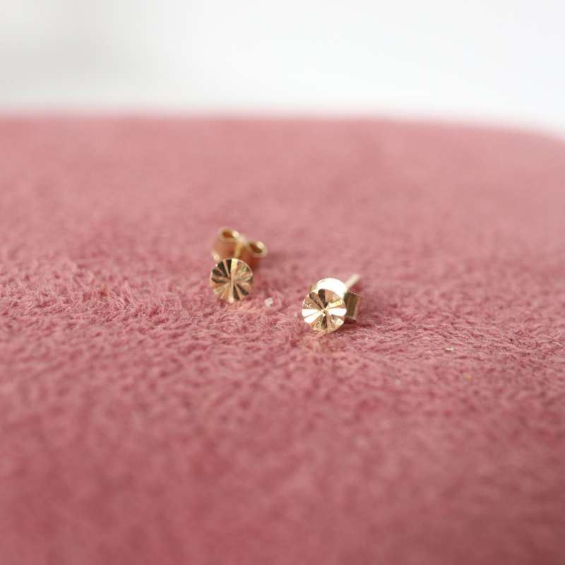 9ct Gold Diamond Cut Disc Tiny Earrings - Image 2