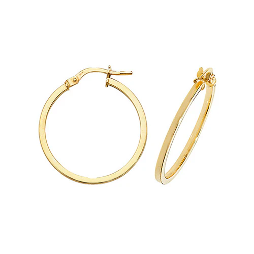 9ct Gold Ladies Hoop Earrings 20 mm
