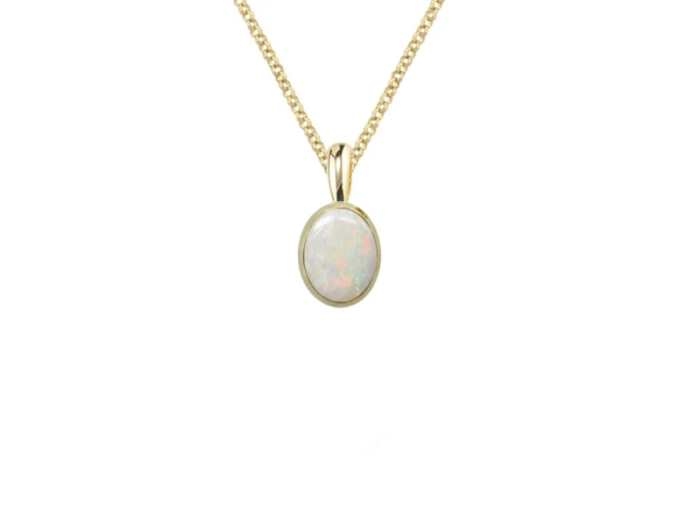9ct Gold Oval Pendant with Opal