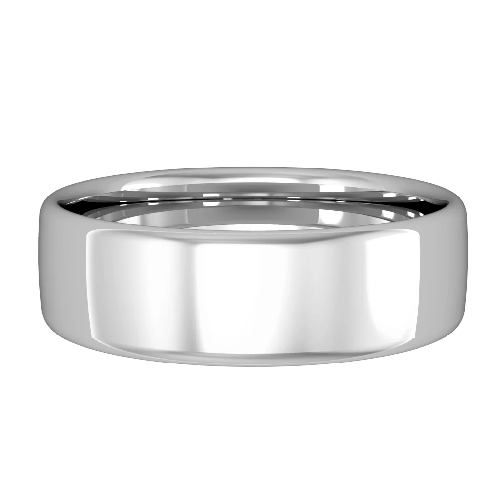 9ct White Gold 6mm Bombe Court Wedding Ring