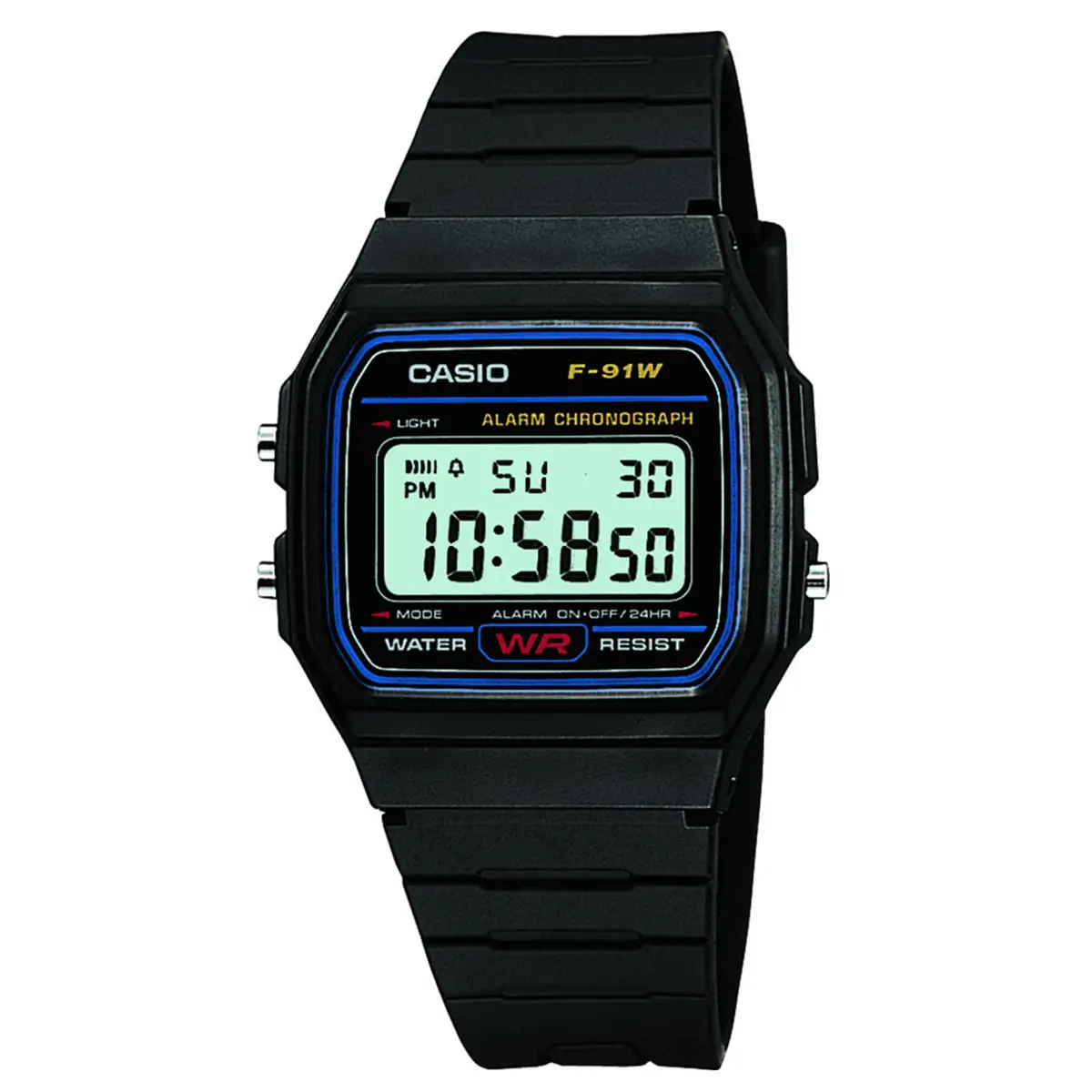 Casio Unisex Watch in Black Plastic F-91W-1YER