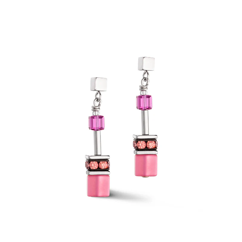 Coeur de Lion Geocube Viva Magenta Earrings 2838/21-0422