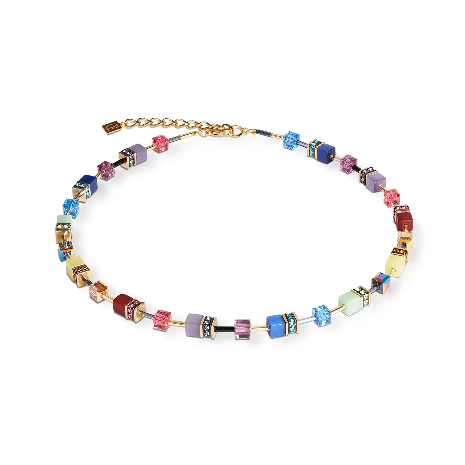 Coeur de Lion GeoCube® Necklace in Festive Gold Multicolour 2838/10-1516