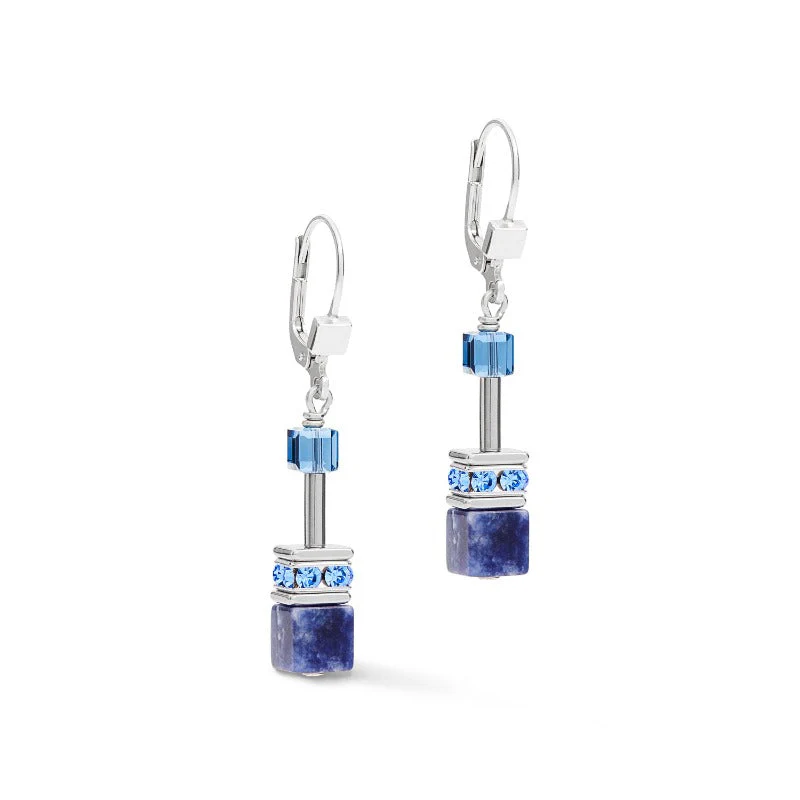 Coeur de Lion Sodalite & Hematite Blue Crystal Earrings 4017/20-0700