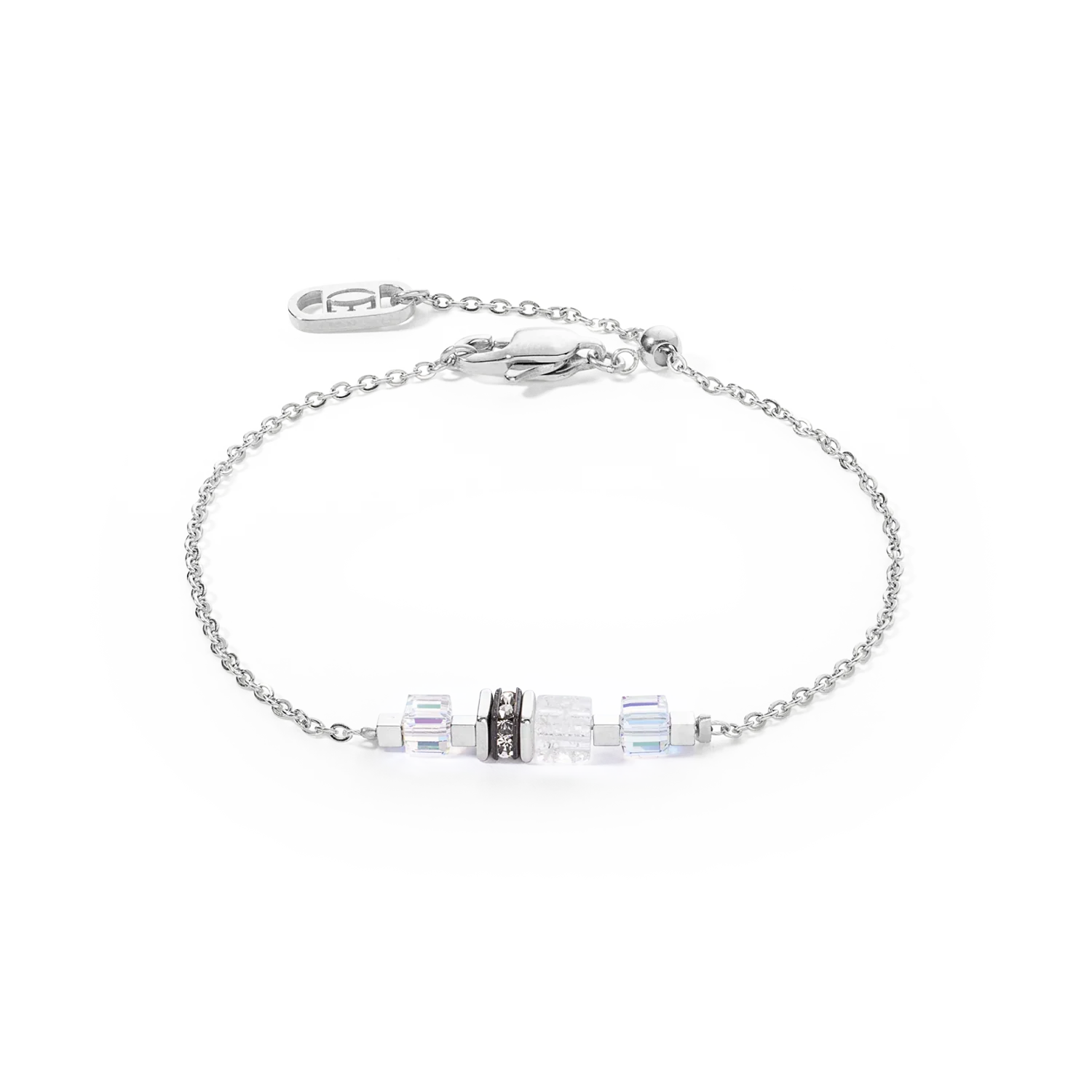 Coeur de Lion Mini Cubes Bracelet in White Crystal