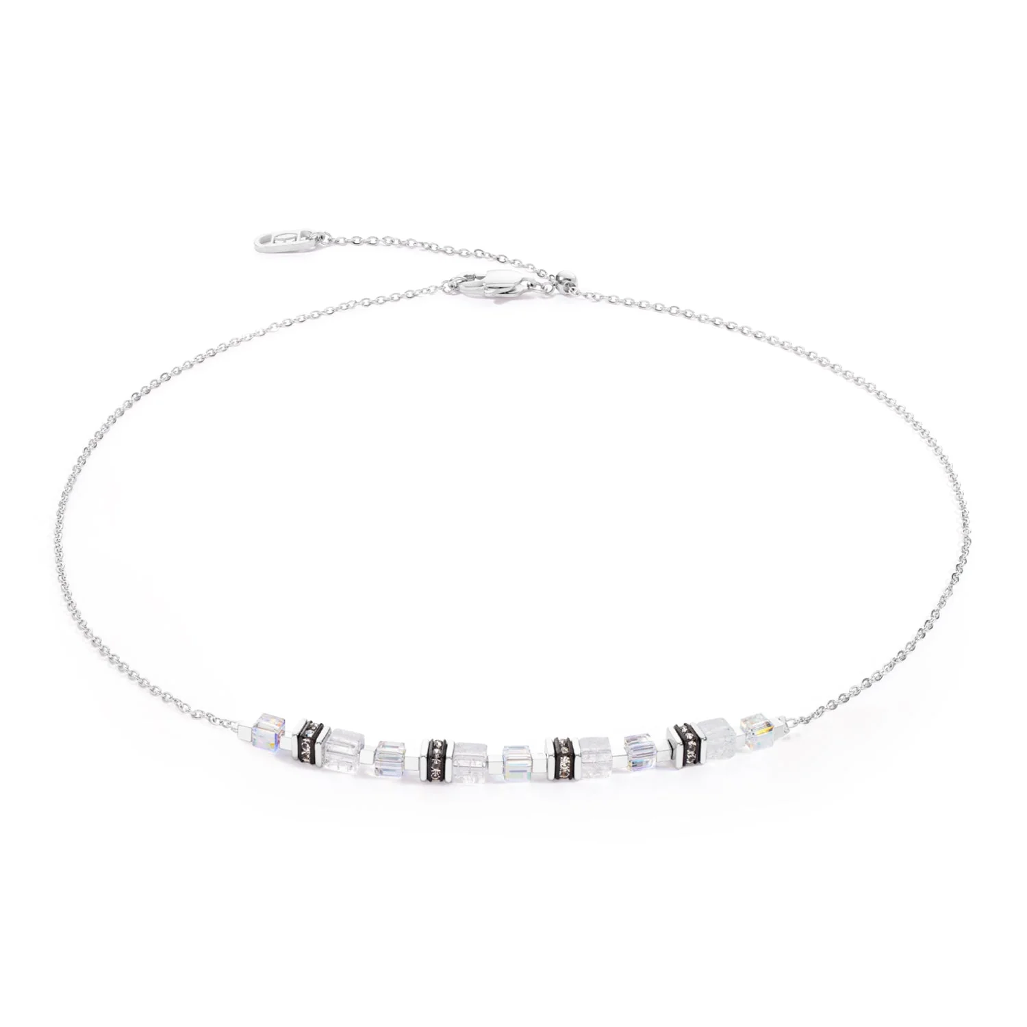 Coeur de Lion Mini Cubes Necklace in White Crystal