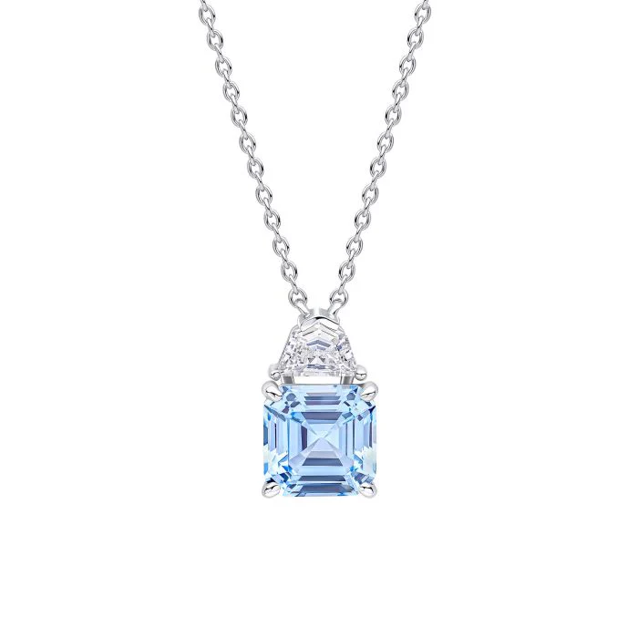 Diamonfire Aquamarine Zirconia Square Cut Pendant