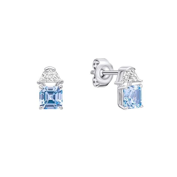 Diamonfire Aquamarine Zirconia Square Cut Stud Earrings