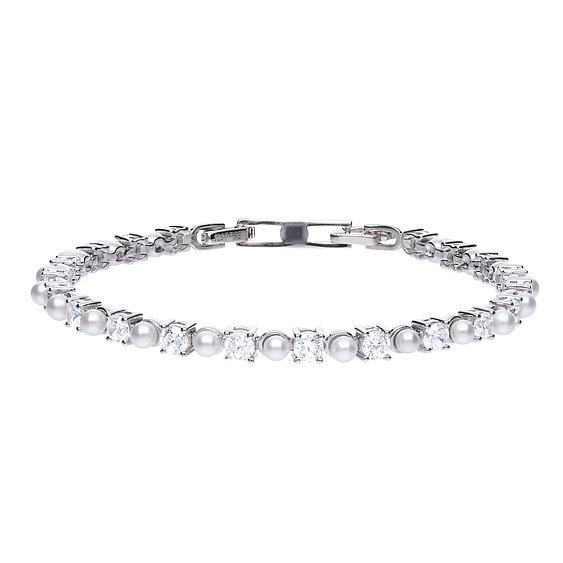 Diamonfire Pearl and Zirconia Tennis Bracelet - Image 2