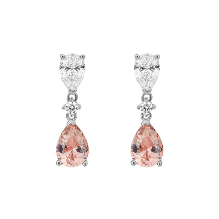 Diamonfire Pink & White Zirconia Drop Earrings