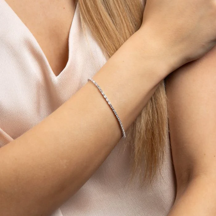 Diamonfire Silver Tennnis Bracelet with Baguette Zirconia's - Image 3