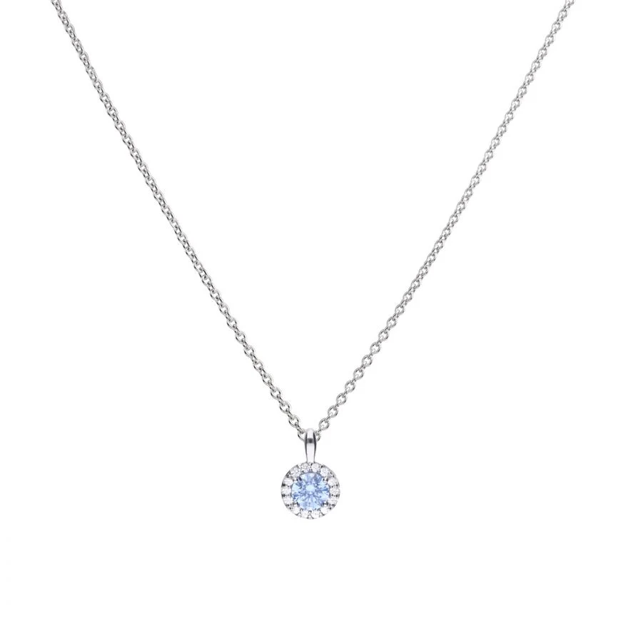 Diamonfire Sky Blue Round Pave Set Pendant