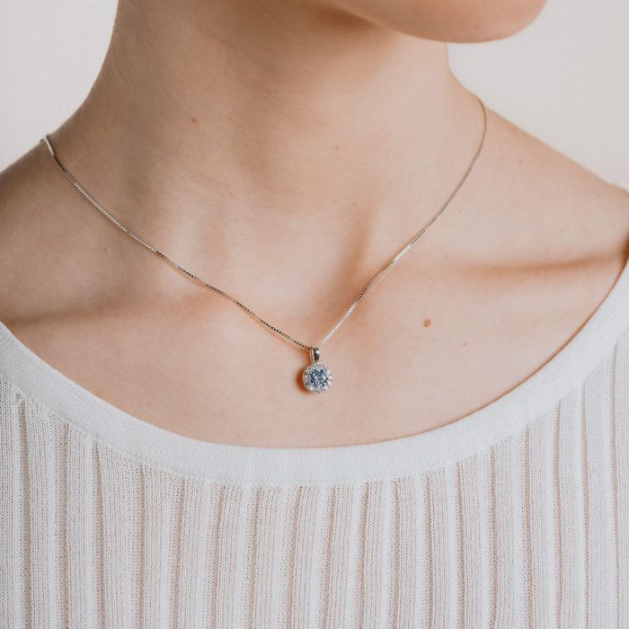 Diamonfire Sky Blue Round Pave Set Pendant - Image 2