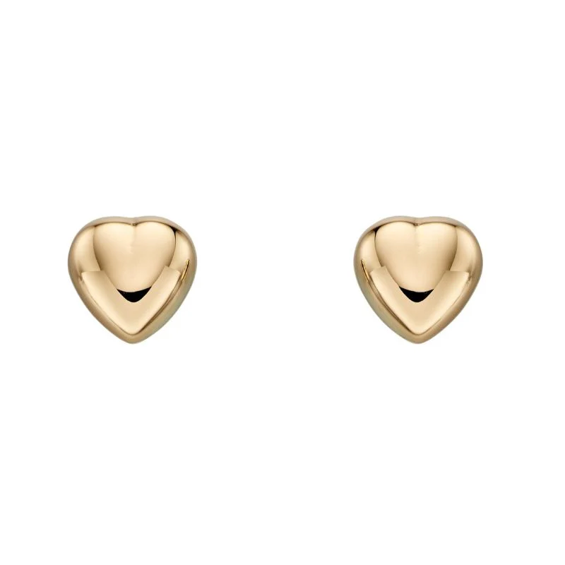 Domed Gold Heart Stud Earrings
