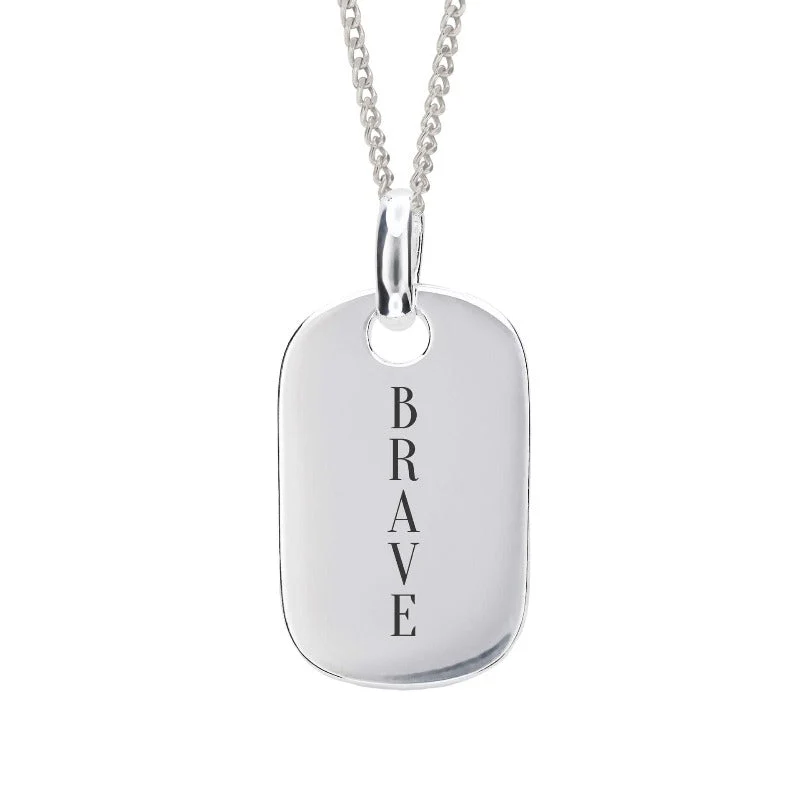 Engravable Silver Rounded Dog Tag Pendant - Image 3