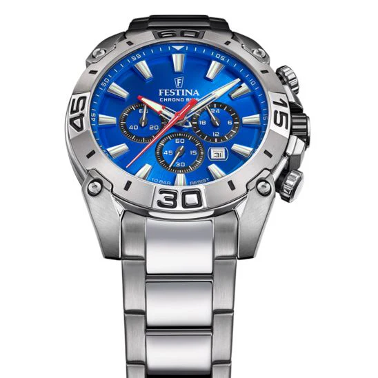 Festina Chrono Bike Watch Blue Dial Steel Bracelet F20543/2 - Image 2