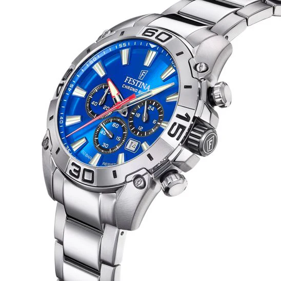 Festina Chrono Bike Watch Blue Dial Steel Bracelet F20543/2 - Image 3