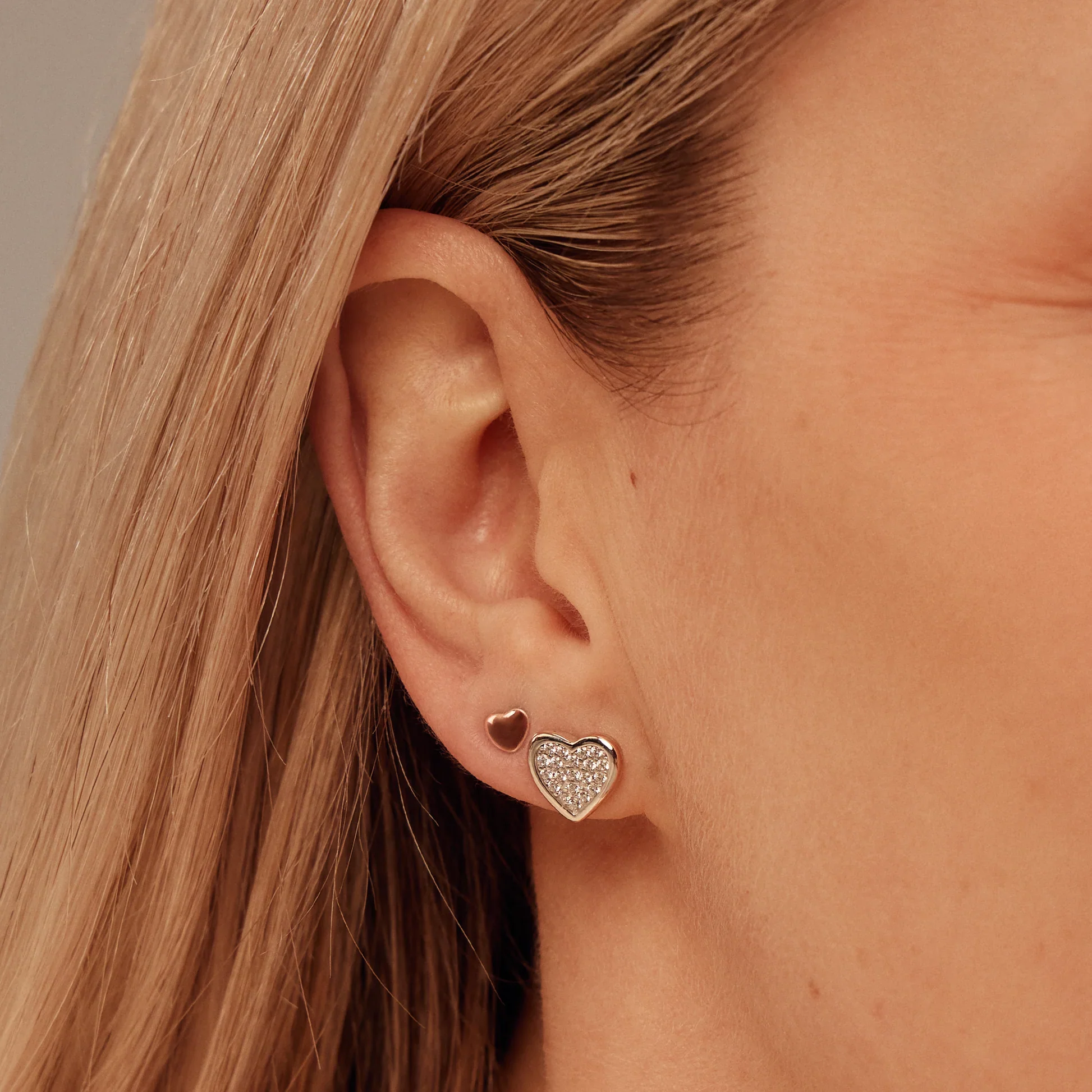 Forever Yours Sterling Silver Love Heart Earrings with Swarovski Zirconia - Image 2