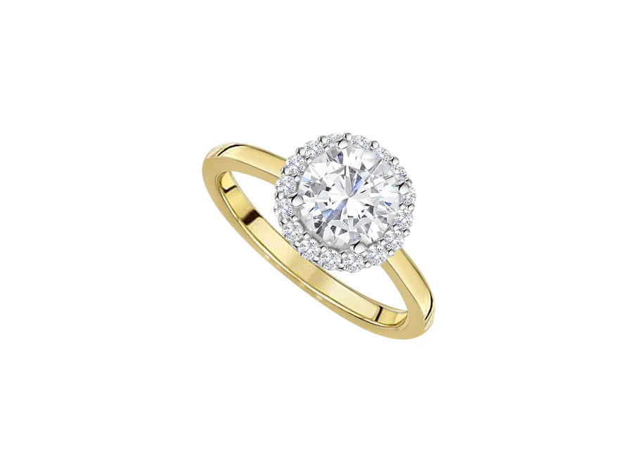 9ct Gold Cubic Zirconia Halo Ring