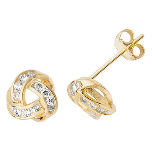 Gold Knot Earrings with Cubic Zirconia