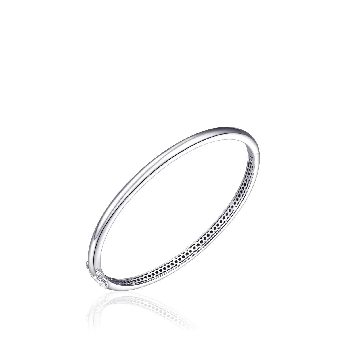 Hinged Polished Silver Bangle for Ladies 4mm Diameter - Image 2