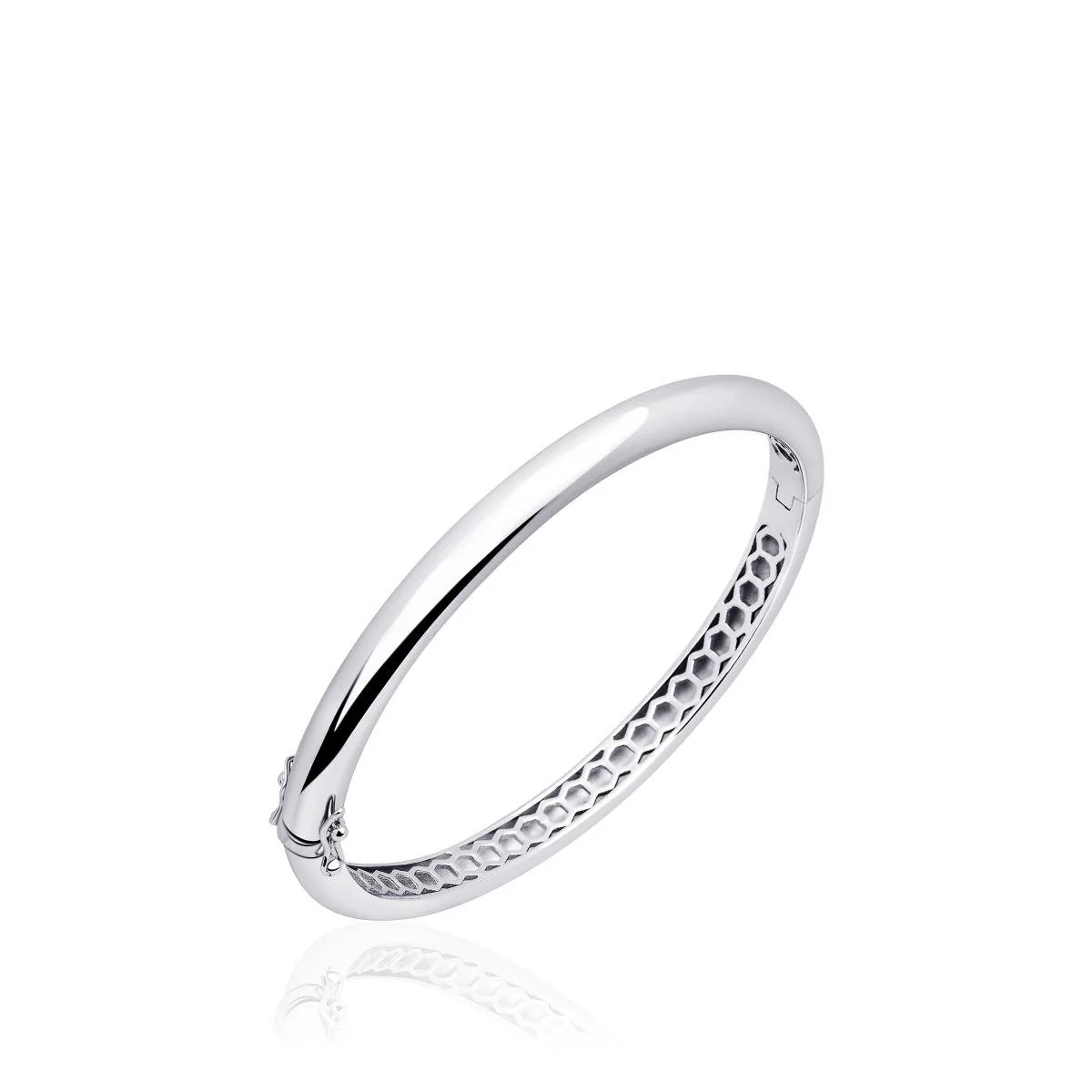 Hinged Polished Silver Bangle for Ladies 6mm Diameter