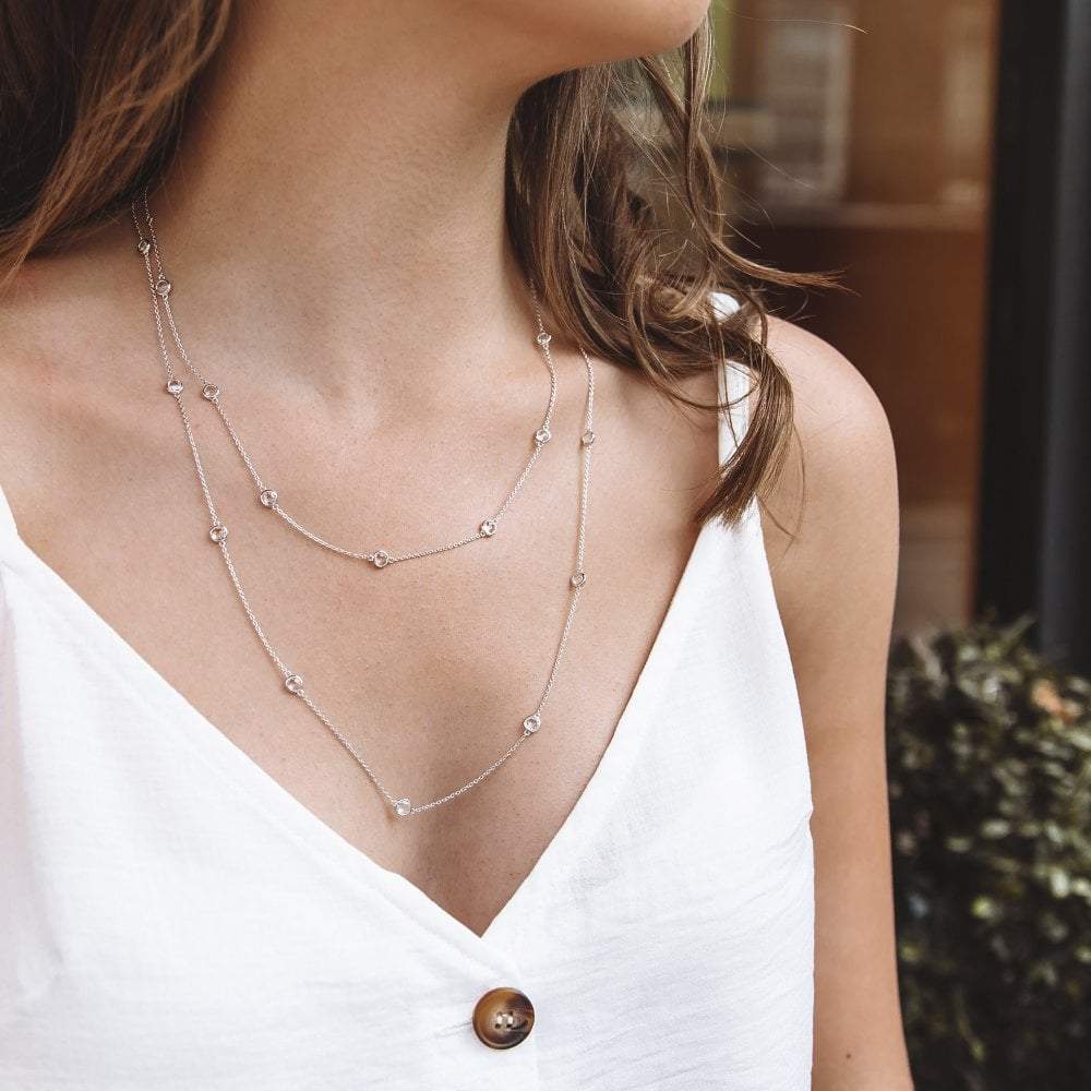 Hot Diamonds Tender Silver Necklace with White Topaz & Diamond - Image 3