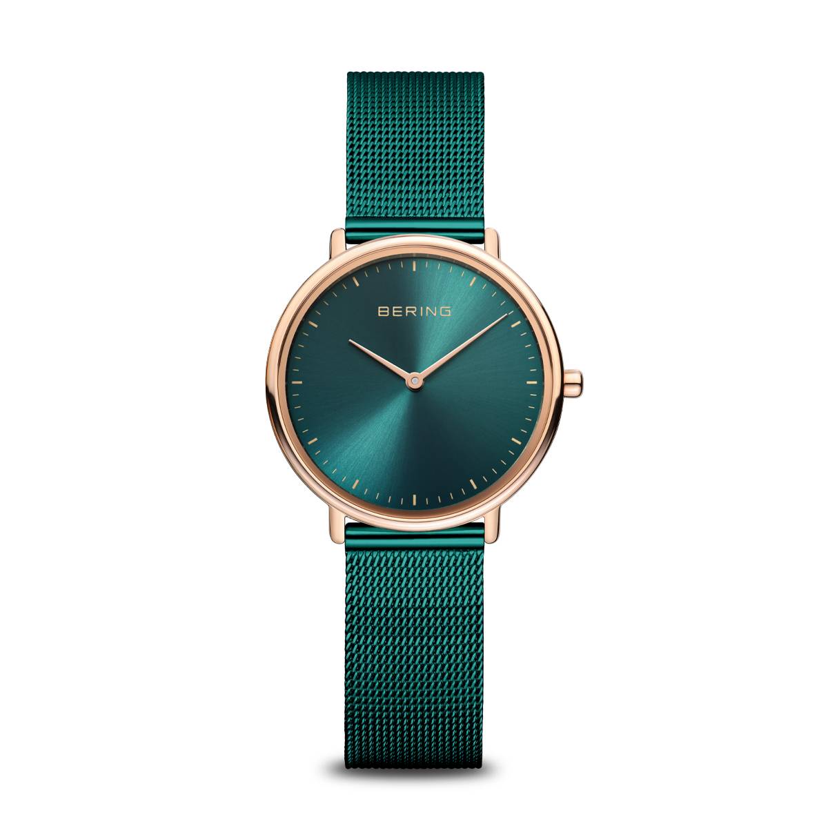 Ladies Rose Gold and Green Bering Watch 15729-868