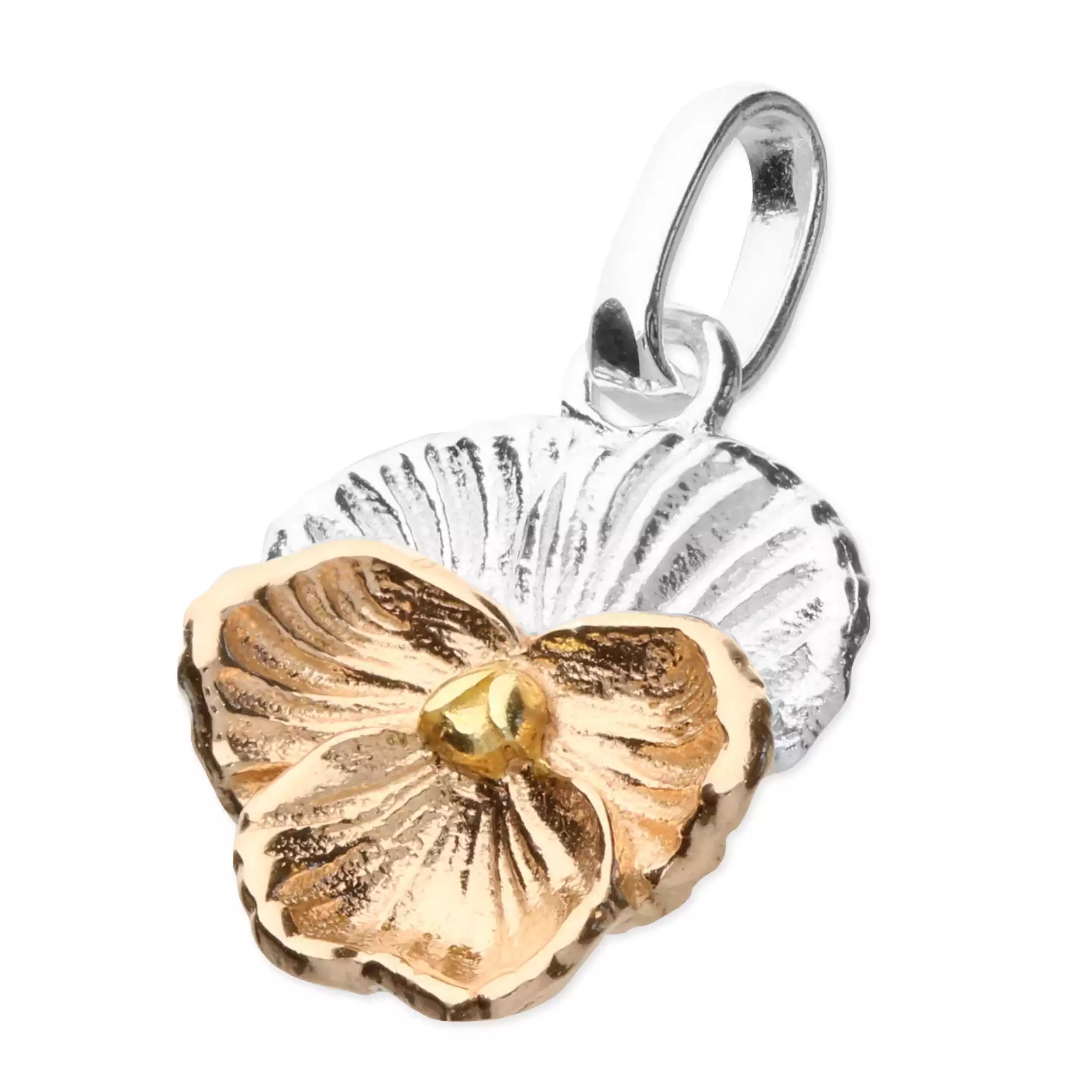 Ladies' Silver and Gold-Plated Violet February Birthmonth Flower Pendant