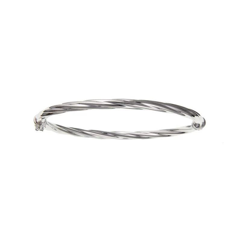 Ladies Silver Hinged Twist Bangle
