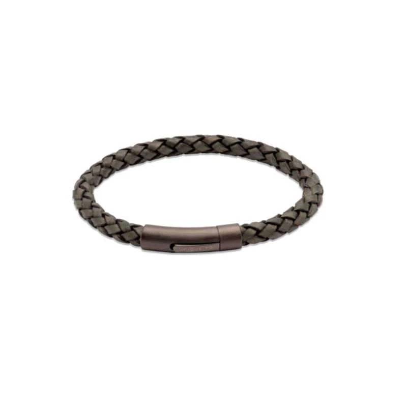 Men's Leather Bracelet in Dark Green with Gunmetal Clasp