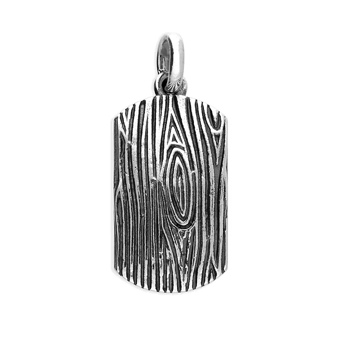Men's Small Wood Effect Dog Tag Pendant