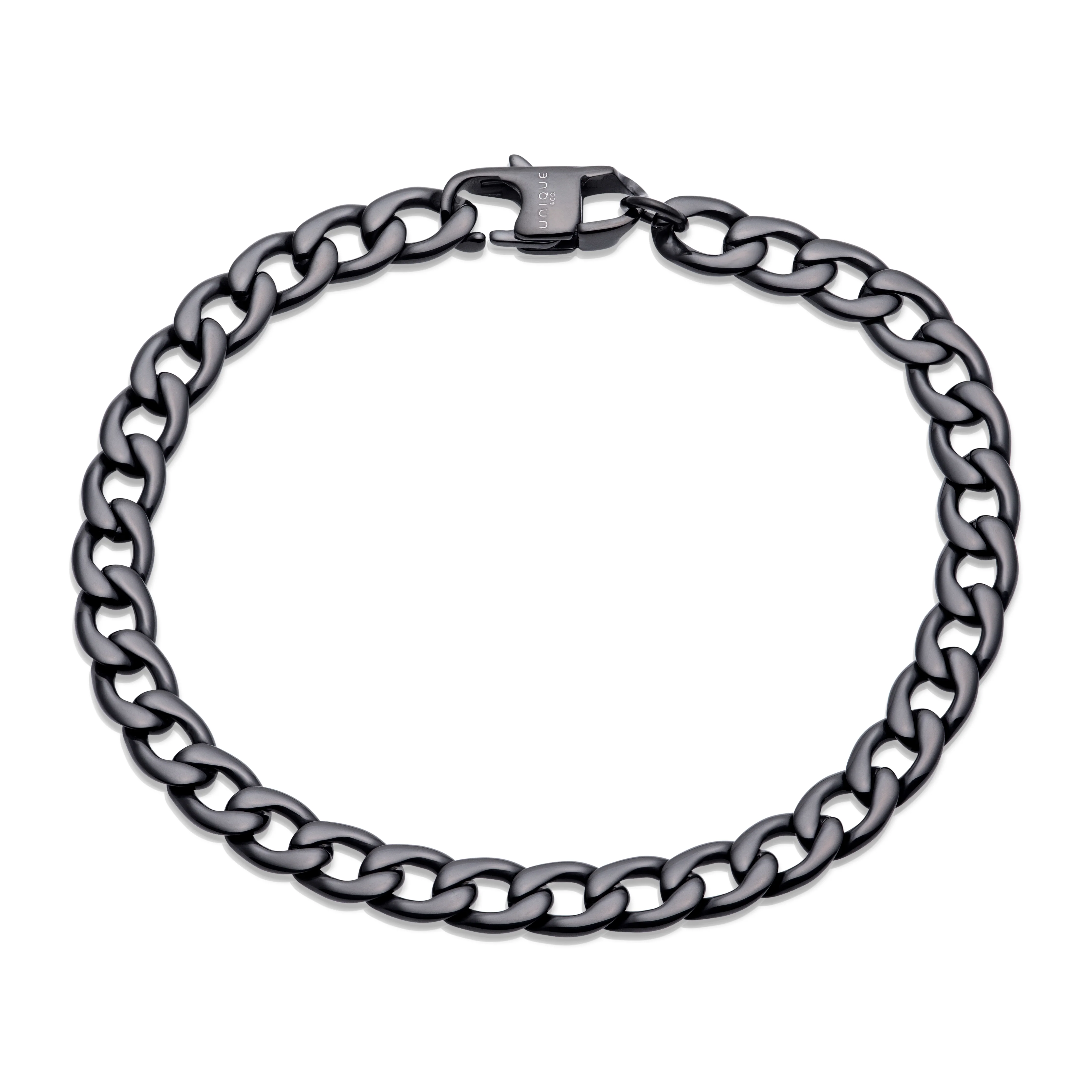 Men's Steel Bracelet with Polished Black IP Plating