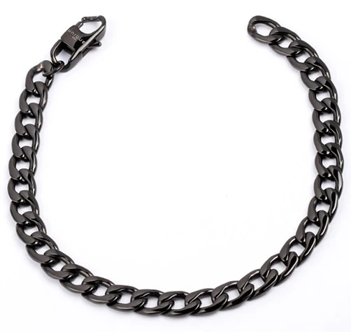 Men's Steel Bracelet with Polished Black IP Plating - Image 2