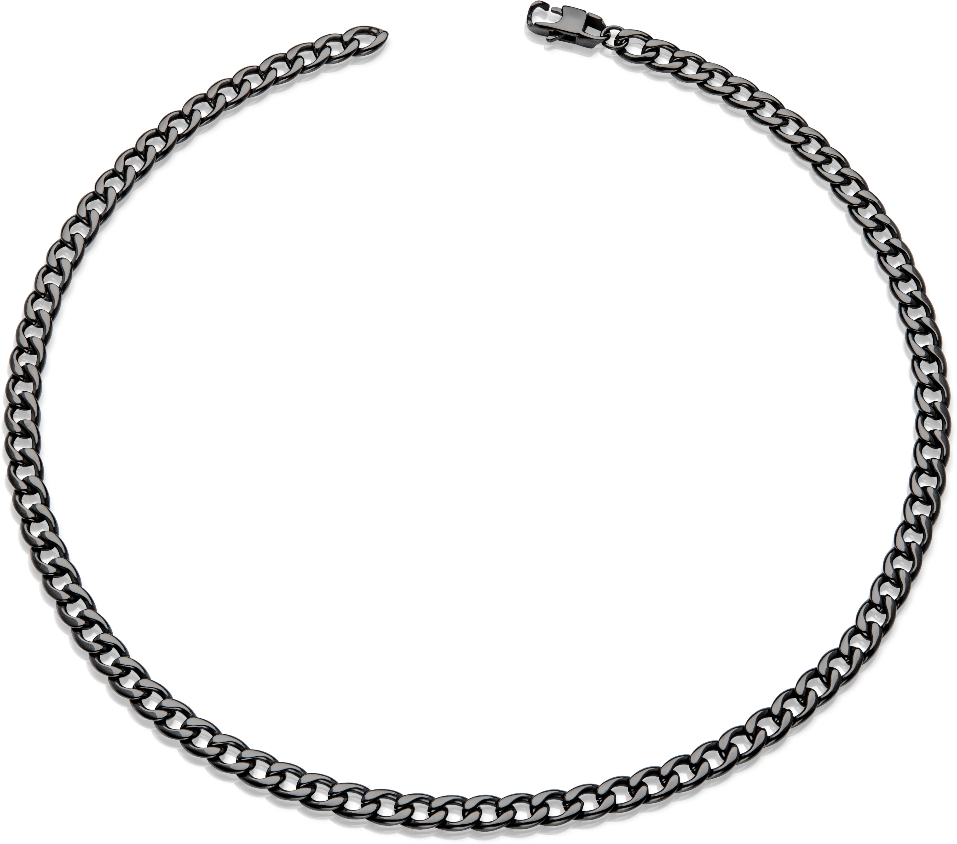 Men's Steel Necklace with Polished Black IP Plating