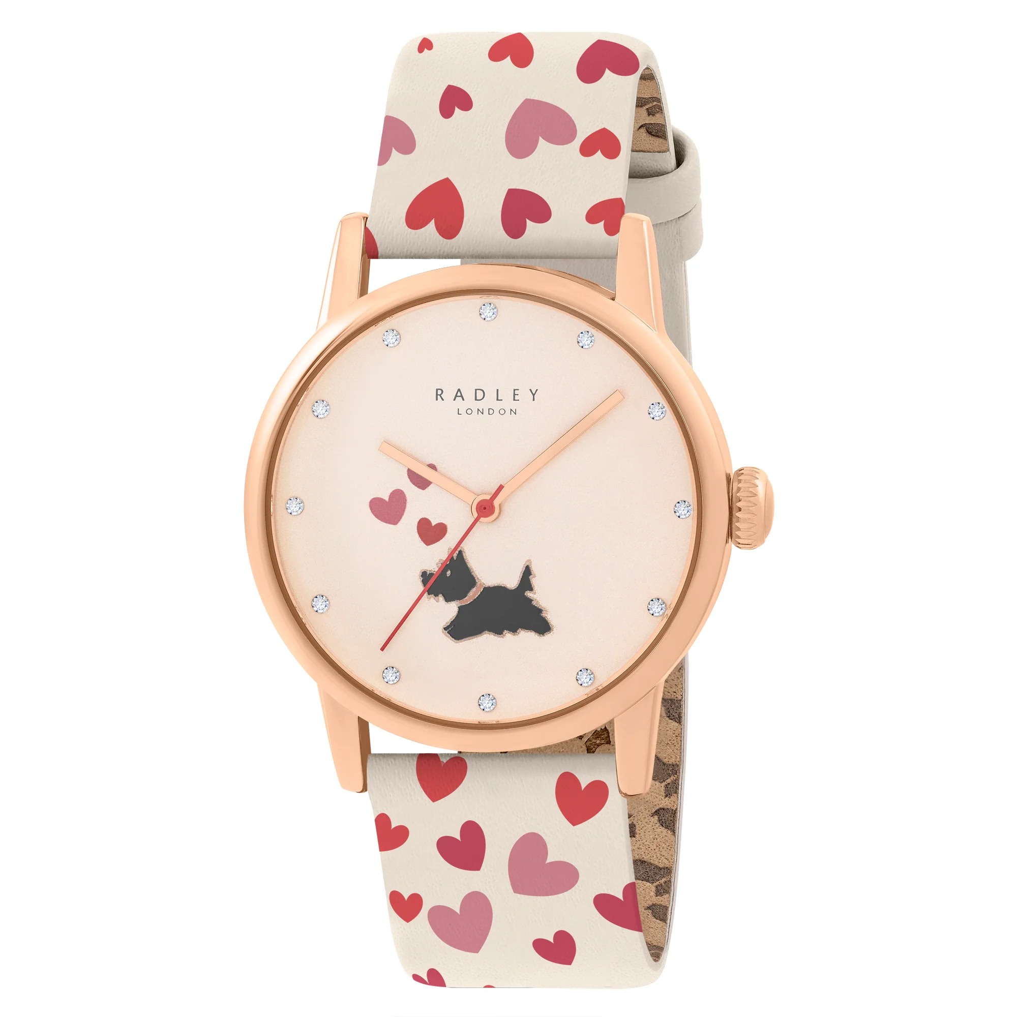 Radley Ladies Watch Heart Print Strap Cream Pink