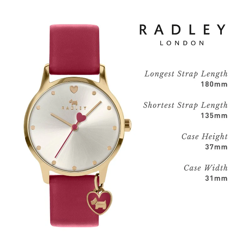Radley Ladies Watch Red Leather Strap Red Heart RY2920A - Image 5
