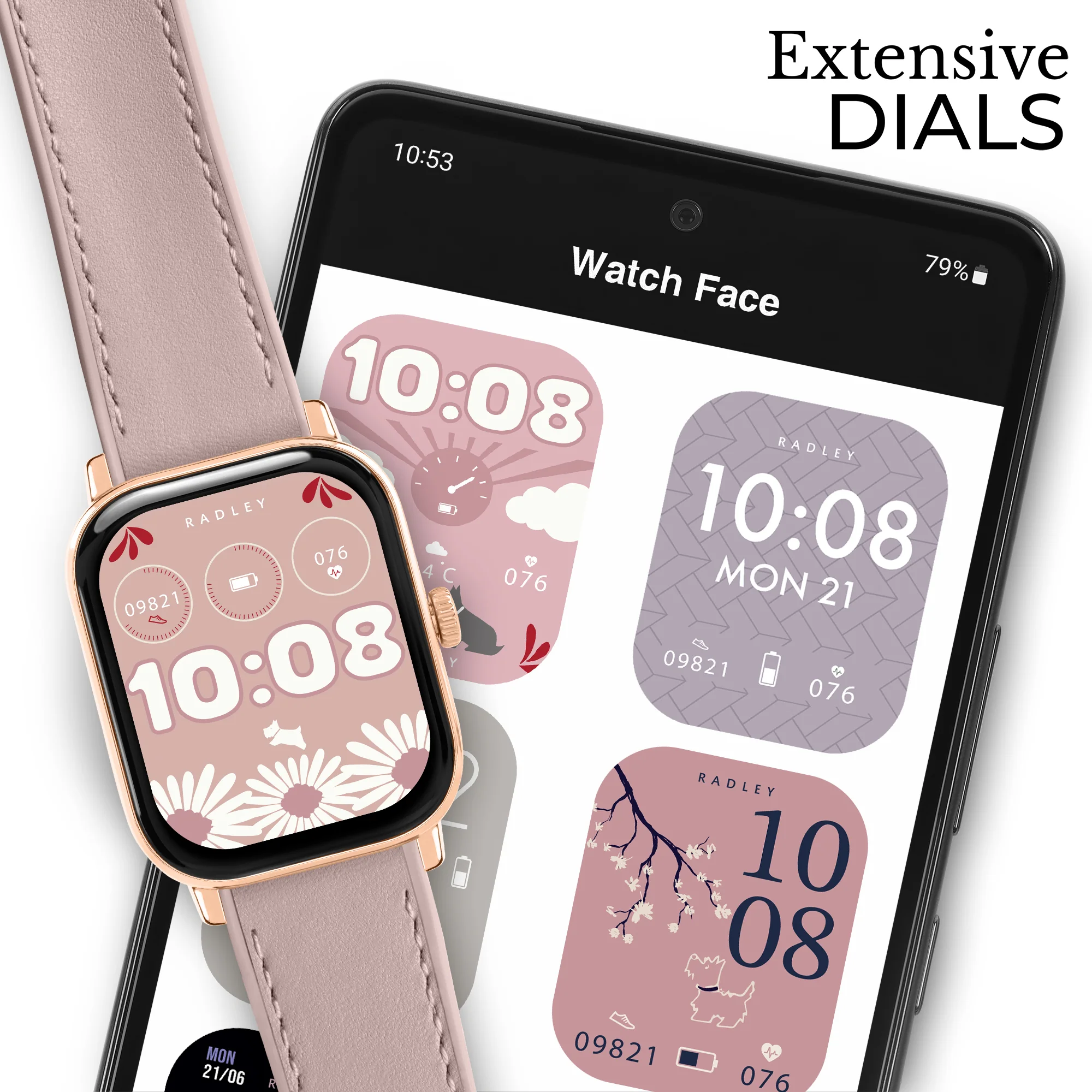 Radley Series 56 Pink Silicone Strap Smart Watch RYS56-2188 - Image 3