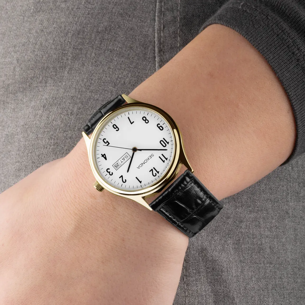 Sekonda Easy Reader with Black Strap and Gold Case (30123) - Image 4