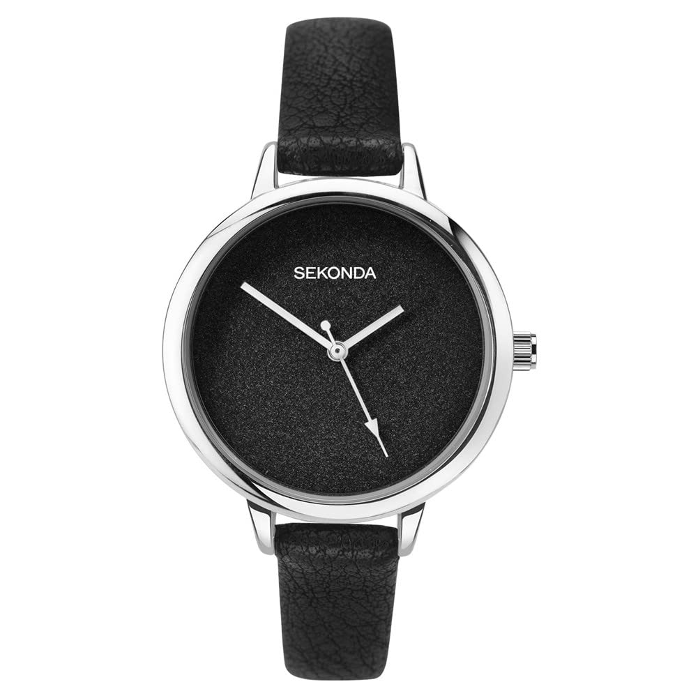 Sekonda Ladies Watch Glitter Dial Black Strap