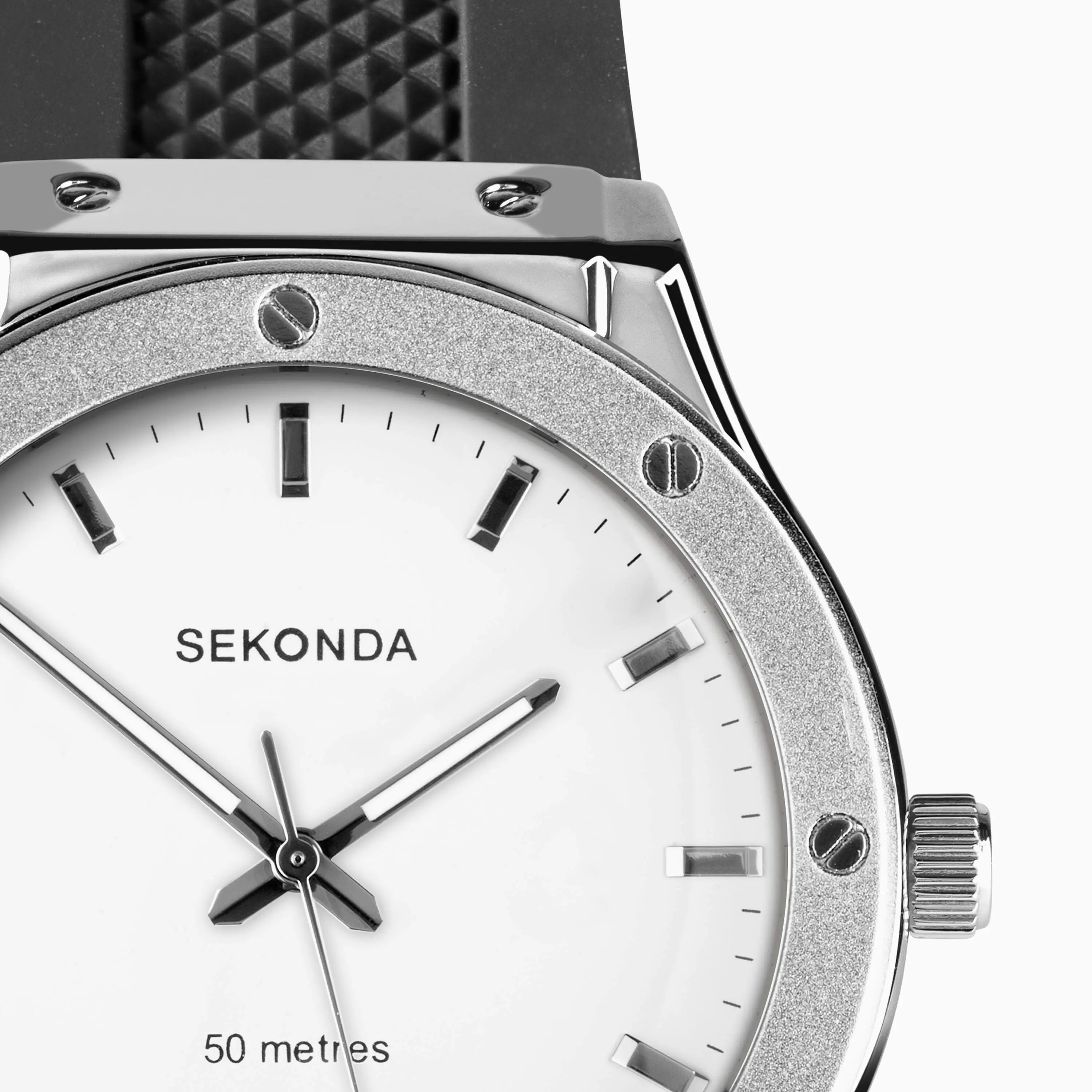 Sekonda Men's Titan Watch White Dial Black Silicone Strap (30255) - Image 2