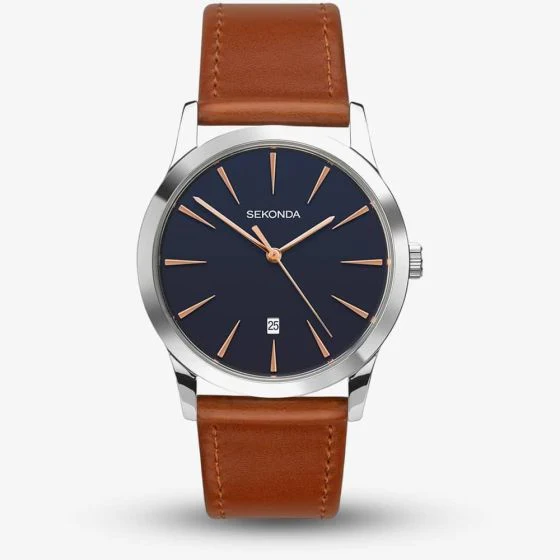 Sekonda Men's Watch Tan Strap Dark Blue Dial 1559