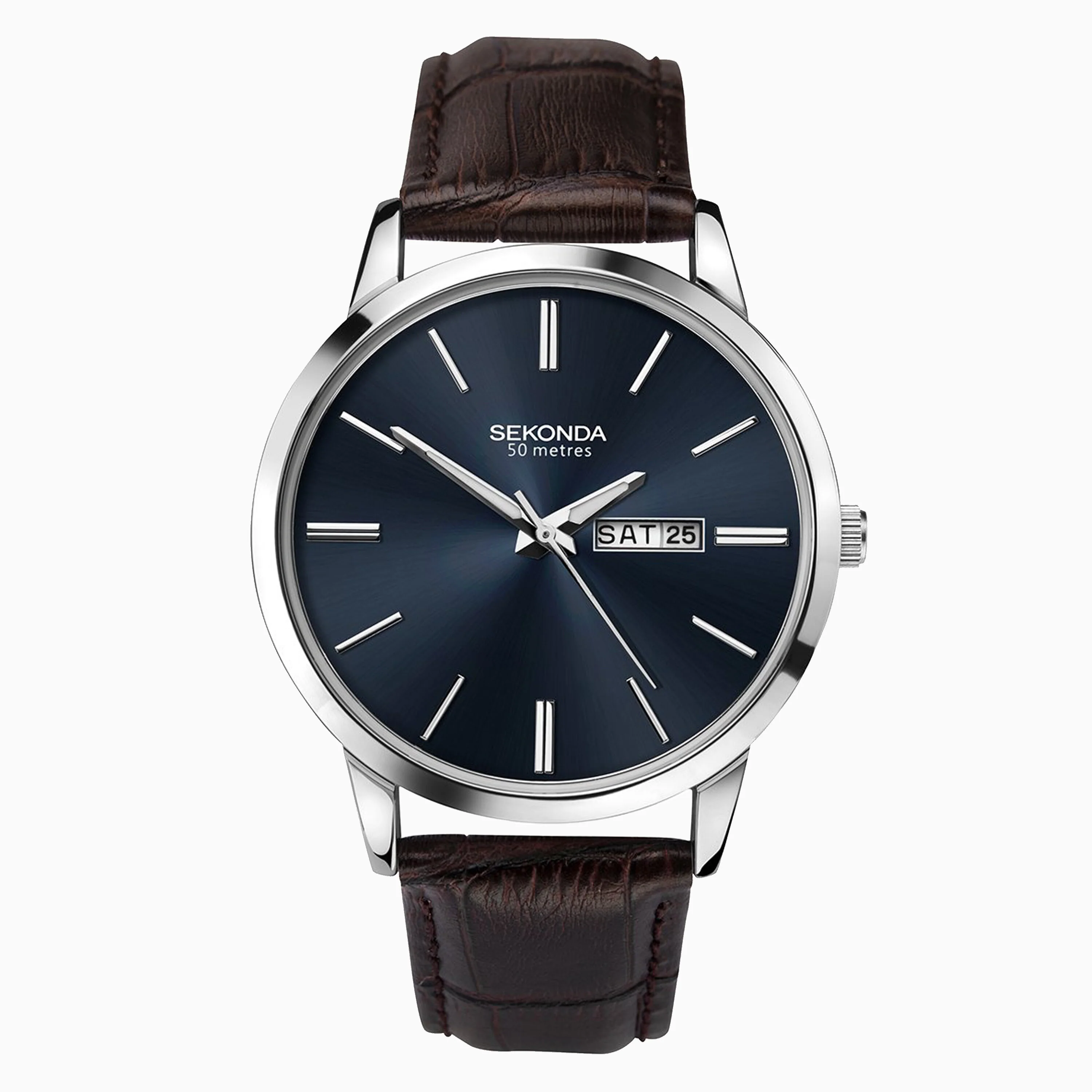 Sekonda Men's Watch with Brown Strap and Blue Dial