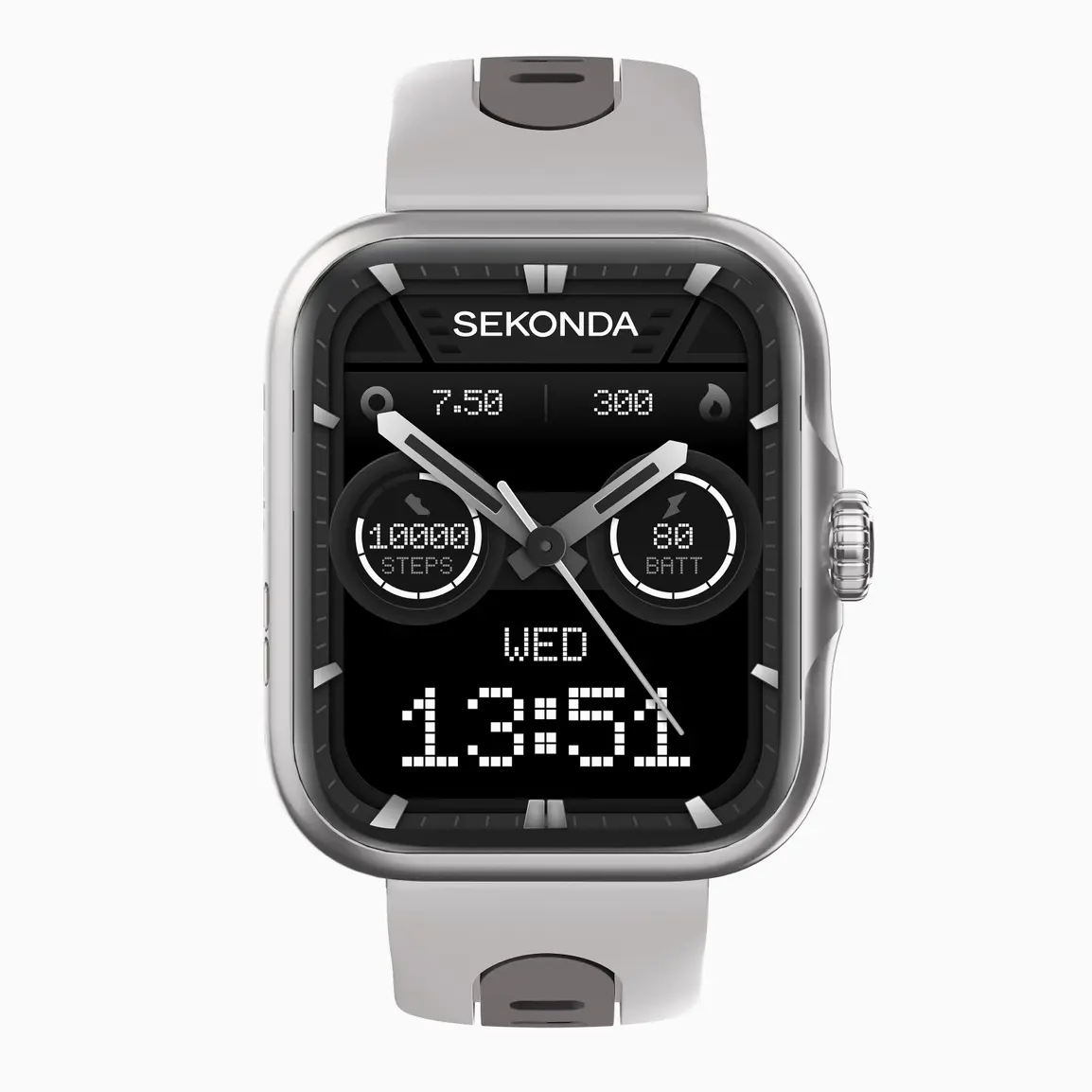 Sekonda Motion Pro GPS Smart Watch Silver Silicone Strap (30241)
