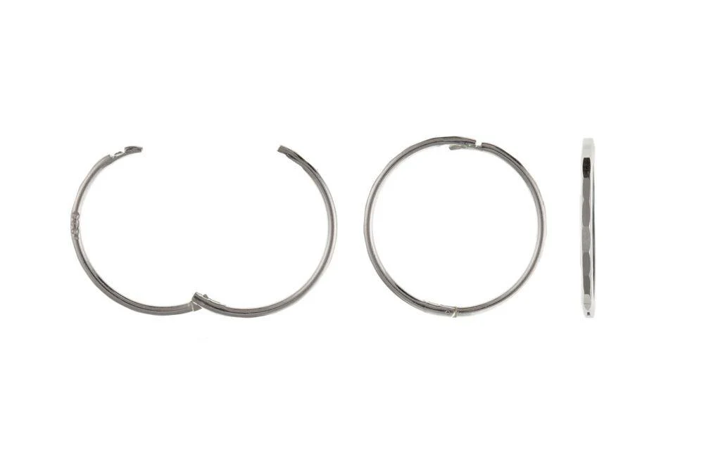 Silver 12 mm Faceted Hoop Earrings