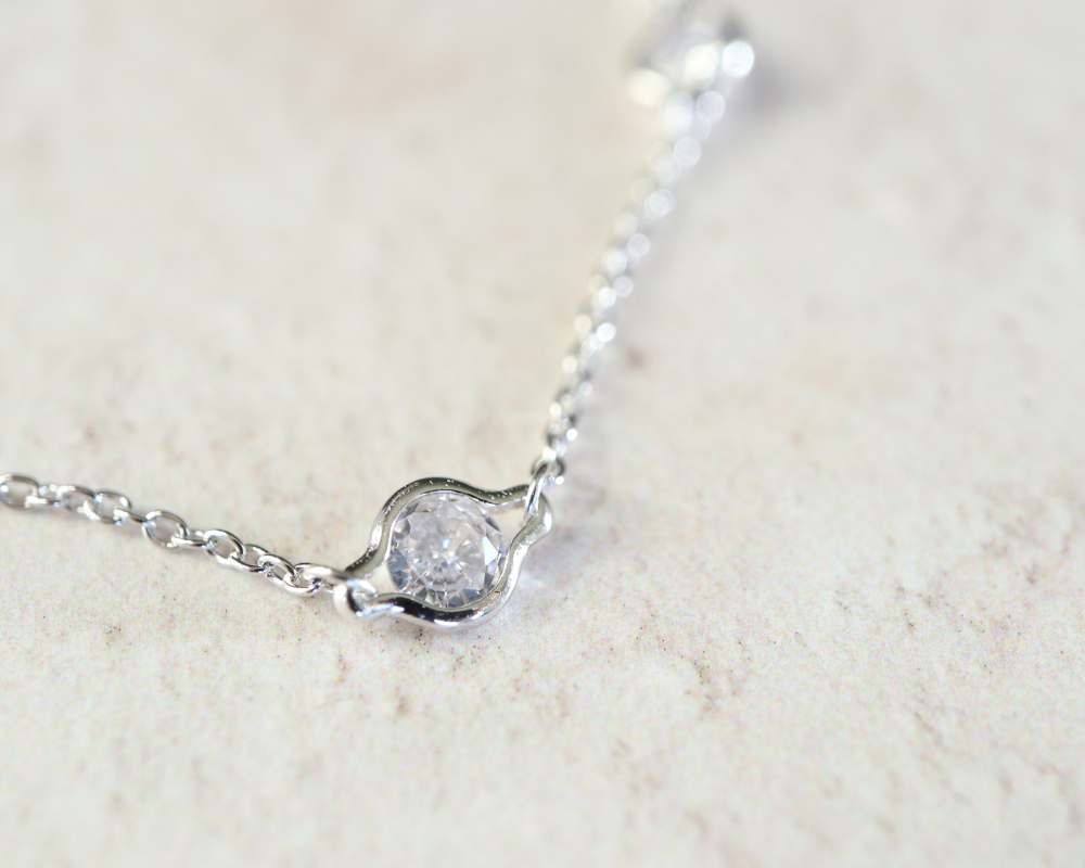 Silver and CZ Station Bracelet - Image 2