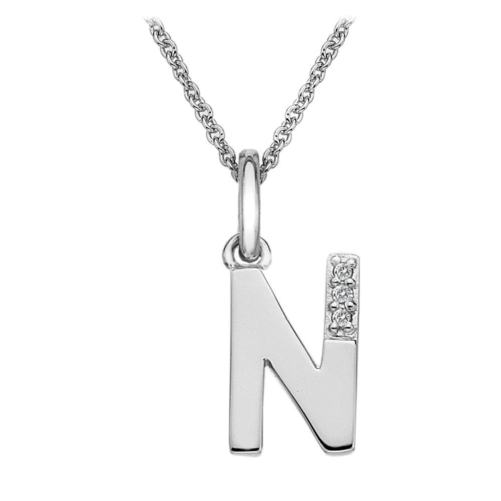 Silver and Diamond Initial Necklace - Image 14